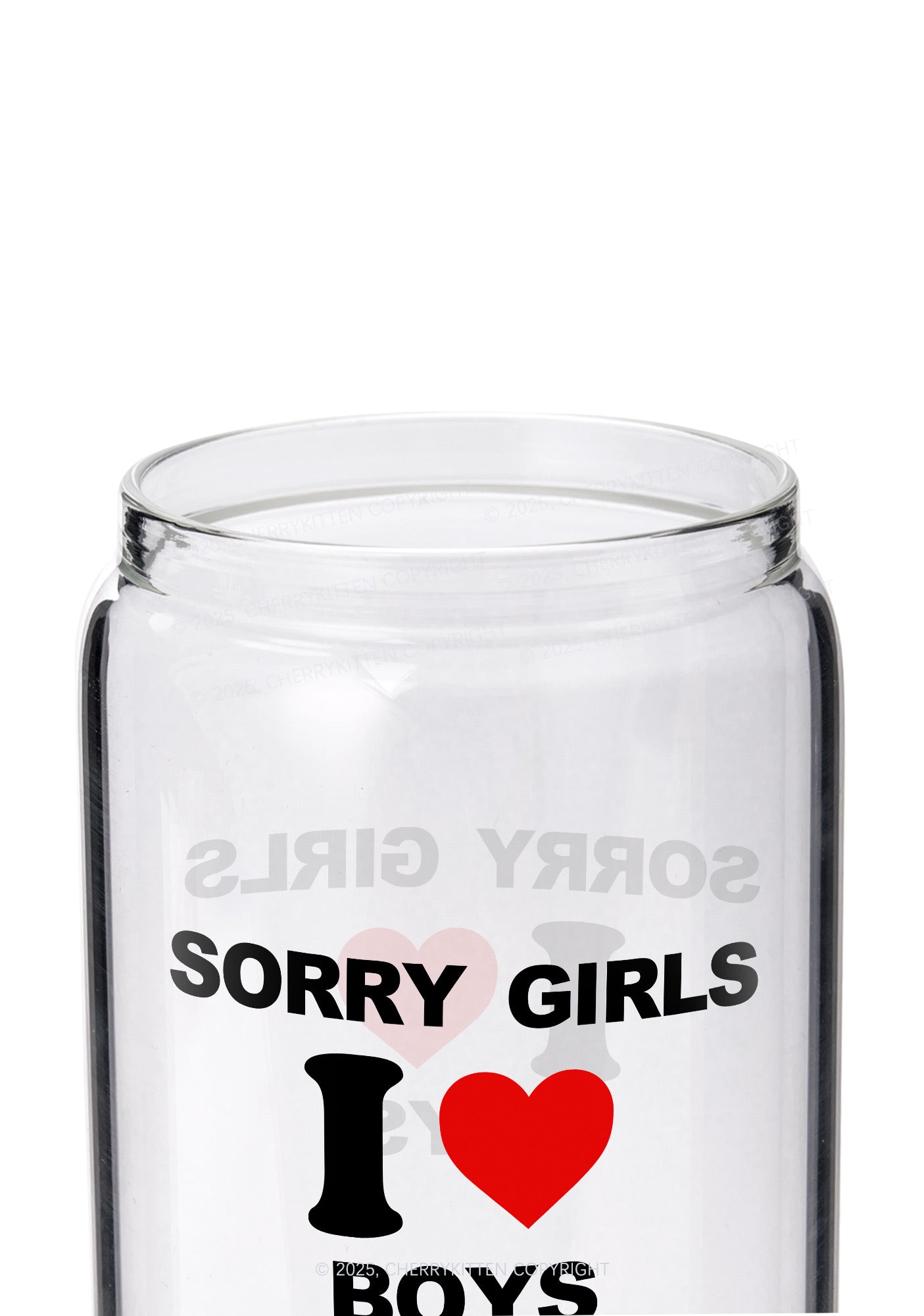 Sorry Girls I Love Boys Pride Y2K Printed Glass Cup Cherrykitten