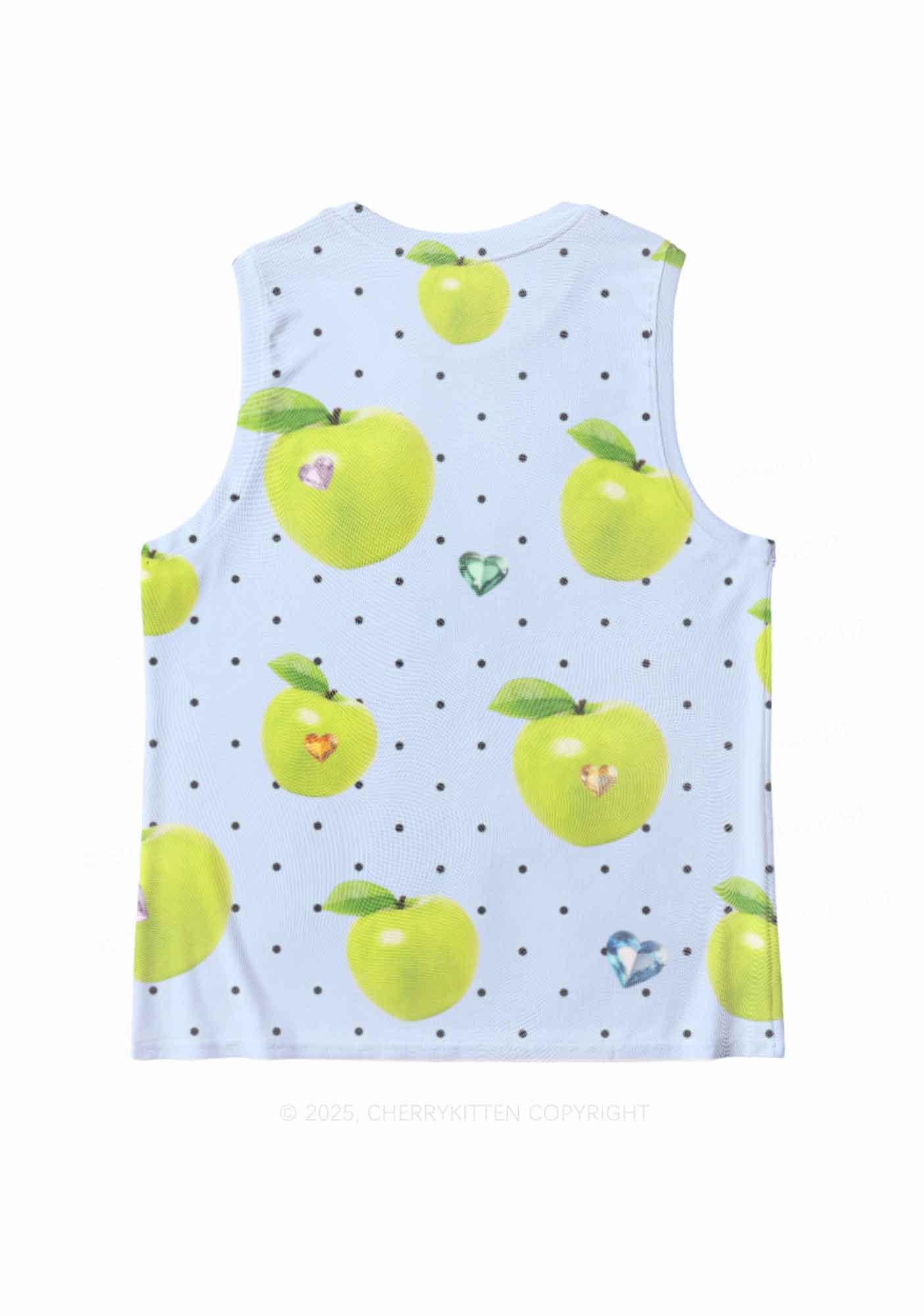 Chic Green Apple Y2K Mesh Muscle Tank Cherrykitten
