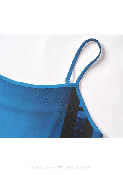Penguin Reading Book Y2K Mesh Cami Tank Cherrykitten