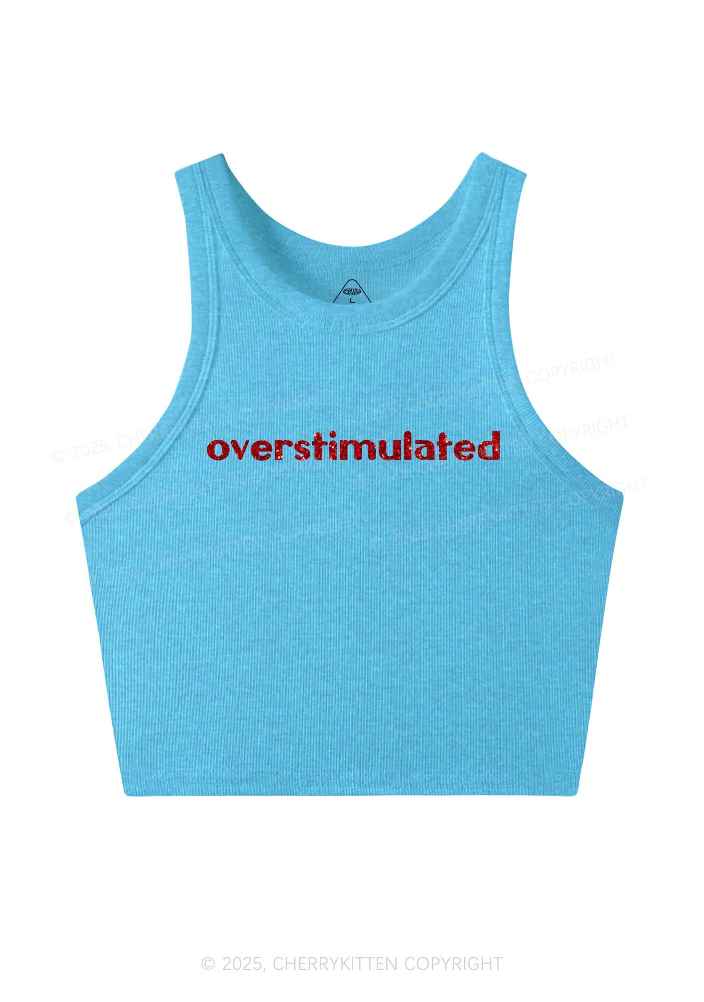 Glitter Overstimulated Y2K Crop Tank Top Cherrykitten