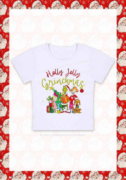 Holly Jolly Christmas Y2K Baby Tee Cherrykitten
