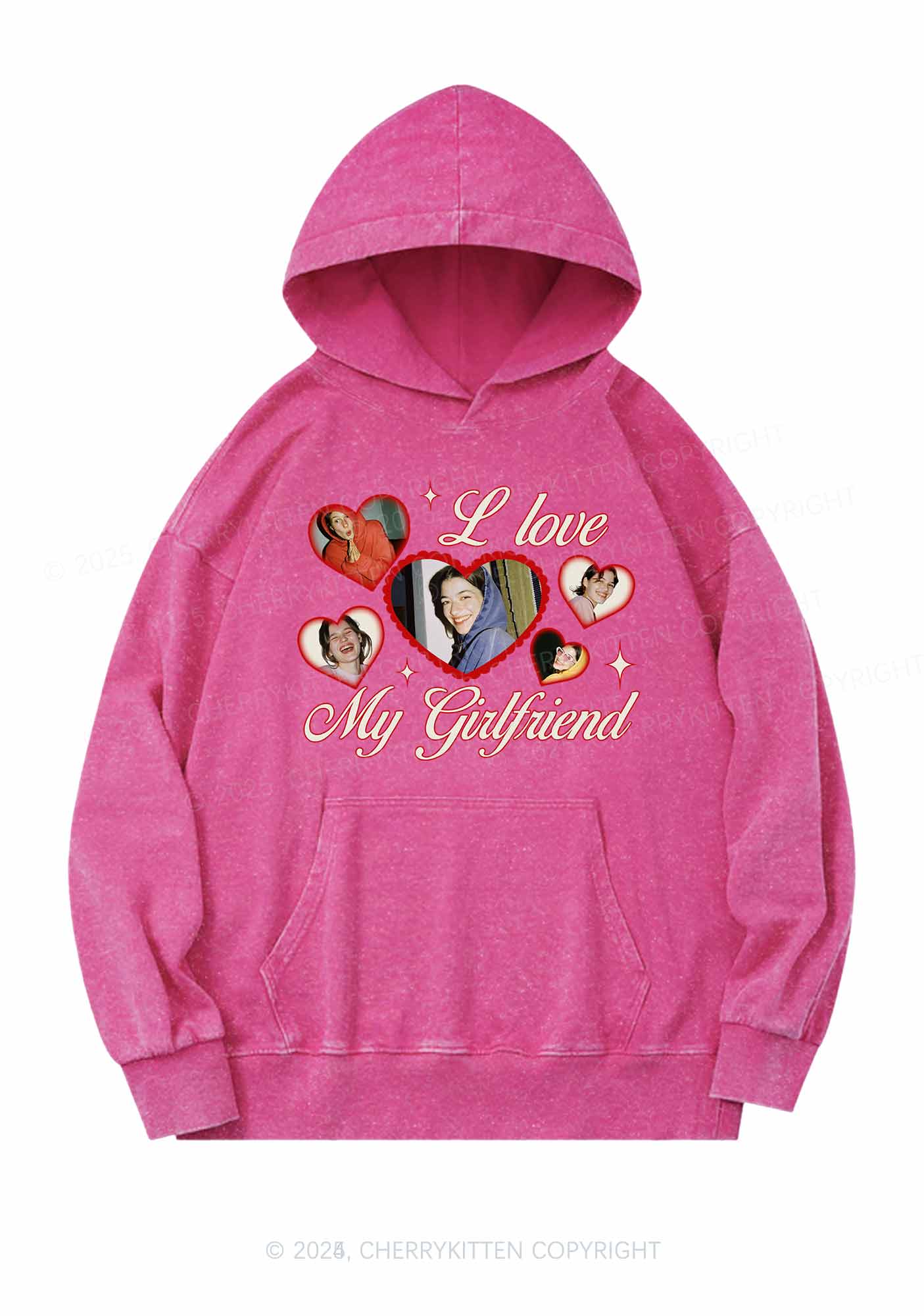 Custom Boyfriend Photos Y2K Washed Hoodie Cherrykitten