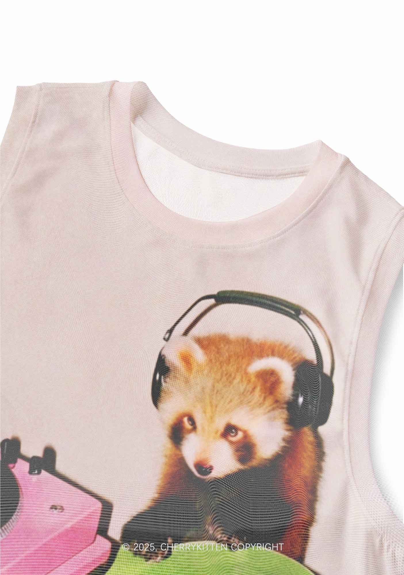 Red Panda DJ Y2K Mesh Muscle Tank Cherrykitten