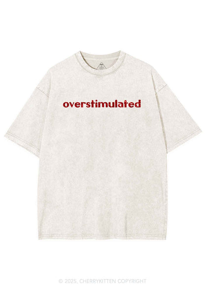 Glitter Overstimulated Y2K Shirts Washed Tee Cherrykitten