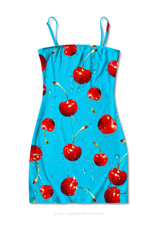 Fresh Cherry Y2K Print Slip Dress Cherrykitten