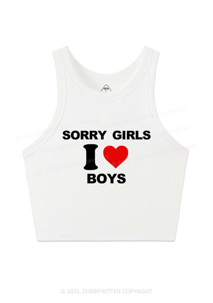Sorry Girls I Love Boys Pride Y2K Crop Tank Top Cherrykitten