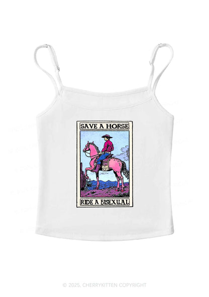Save Horse Ride Bisexual Pride Y2K Spaghetti Strap Cami Cherrykitten