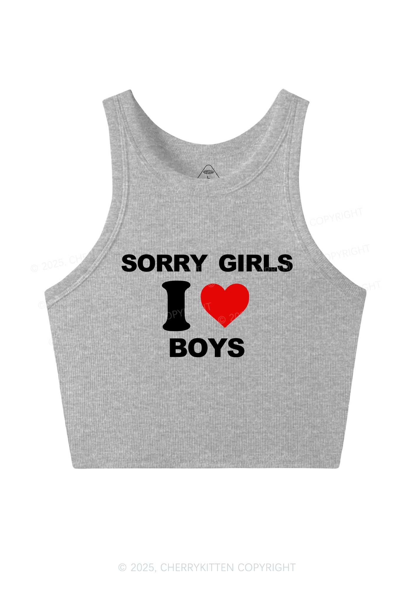 Sorry Girls I Love Boys Pride Y2K Crop Tank Top Cherrykitten