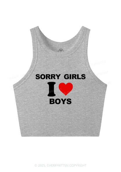 Sorry Girls I Love Boys Pride Y2K Crop Tank Top Cherrykitten