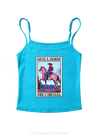 Save Horse Ride Bisexual Pride Y2K Spaghetti Strap Cami Cherrykitten