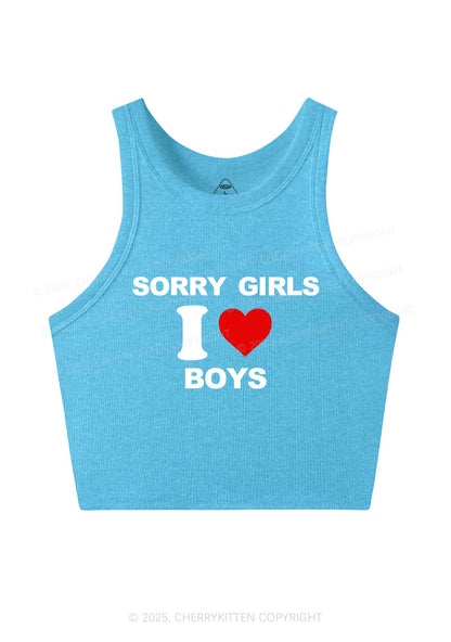 Sorry Girls I Love Boys Pride Y2K Crop Tank Top Cherrykitten