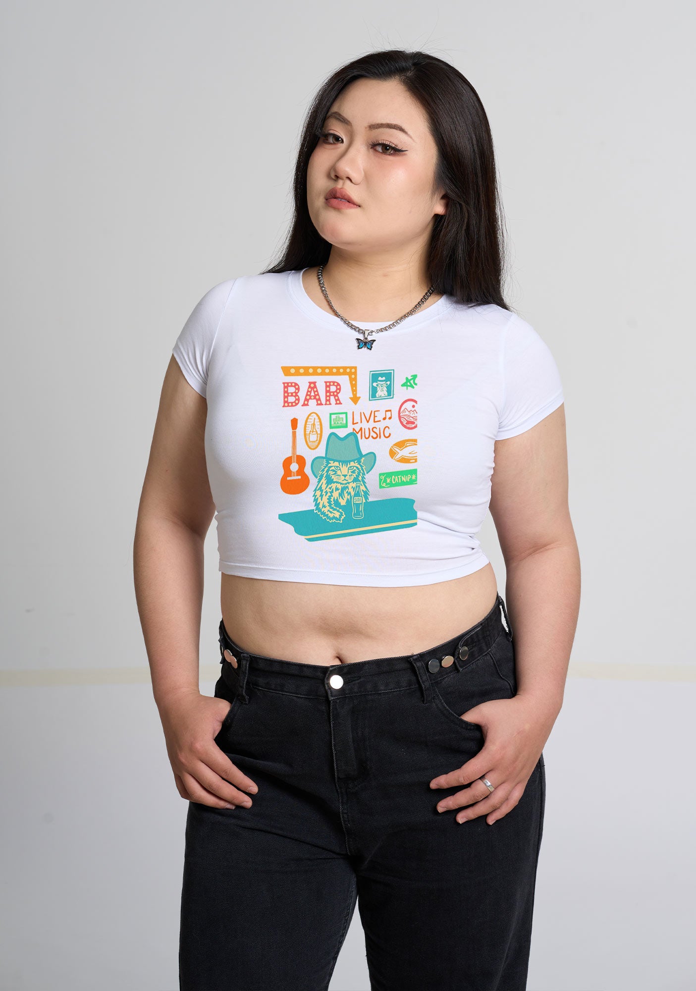 Curvy Bar Live Music Catnip Soda Baby Tee