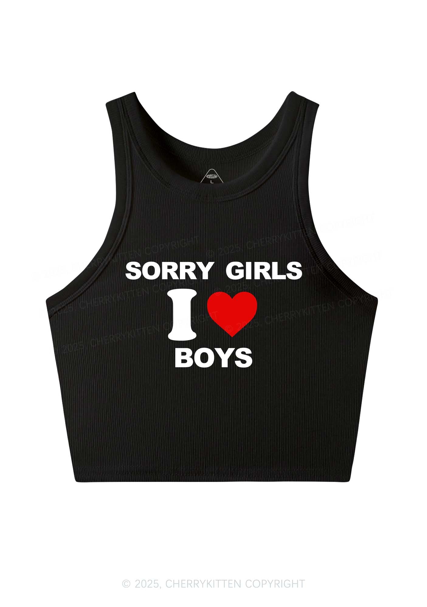 Sorry Girls I Love Boys Pride Y2K Crop Tank Top Cherrykitten