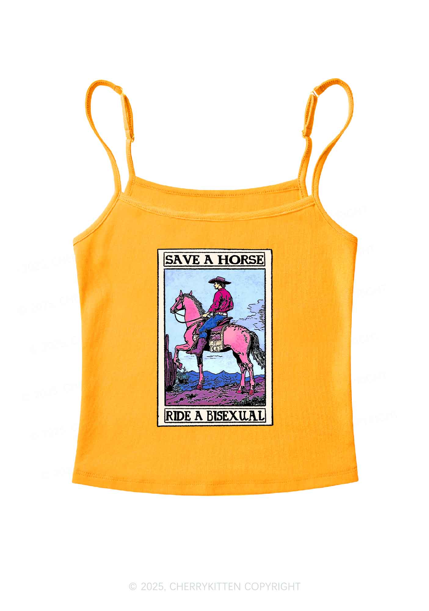 Save Horse Ride Bisexual Pride Y2K Spaghetti Strap Cami Cherrykitten