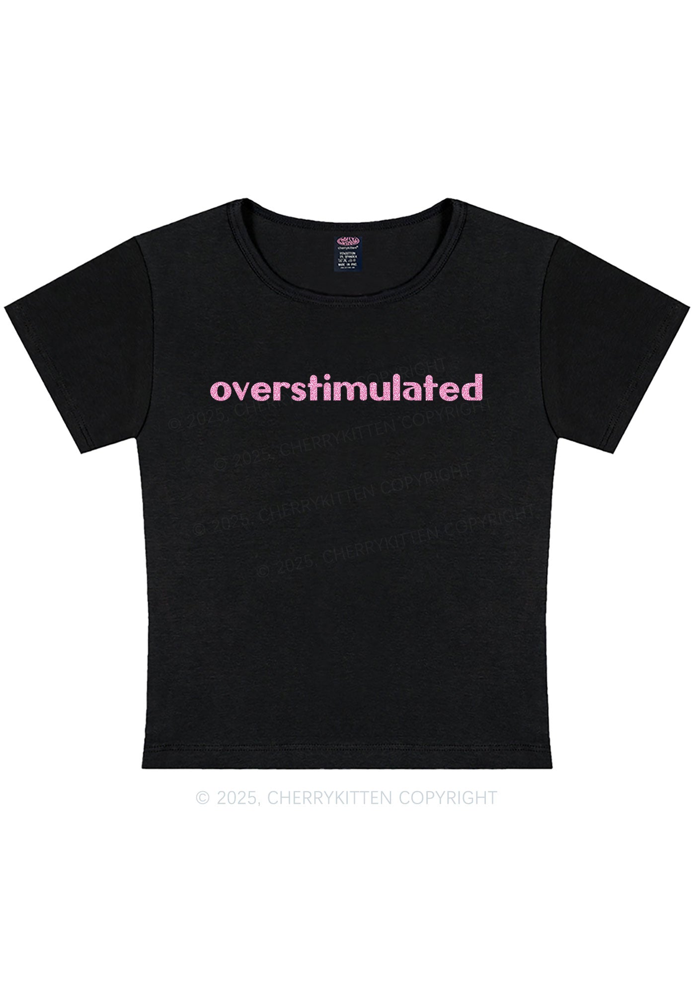 Glitter Overstimulated Y2K Baby Tee Cherrykitten