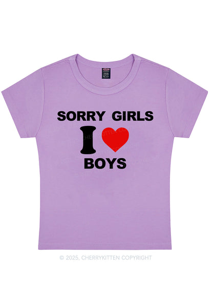 Sorry Girls I Love Boys Pride Y2K Baby Tee Cherrykitten