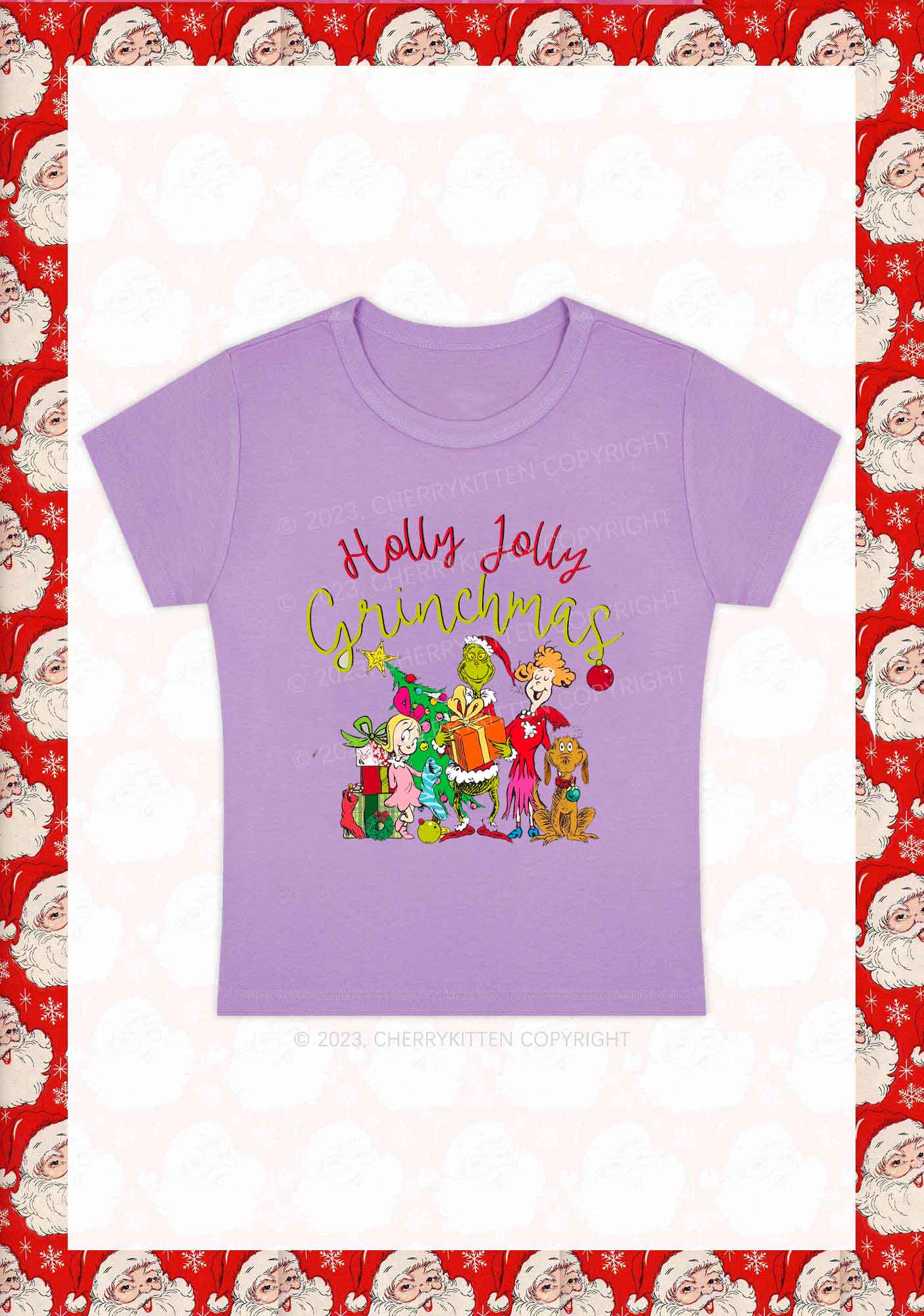 Holly Jolly Christmas Y2K Baby Tee Cherrykitten