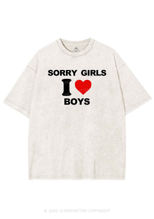 Sorry Girls I Love Boys Pride Y2K Shirts Washed Tee Cherrykitten