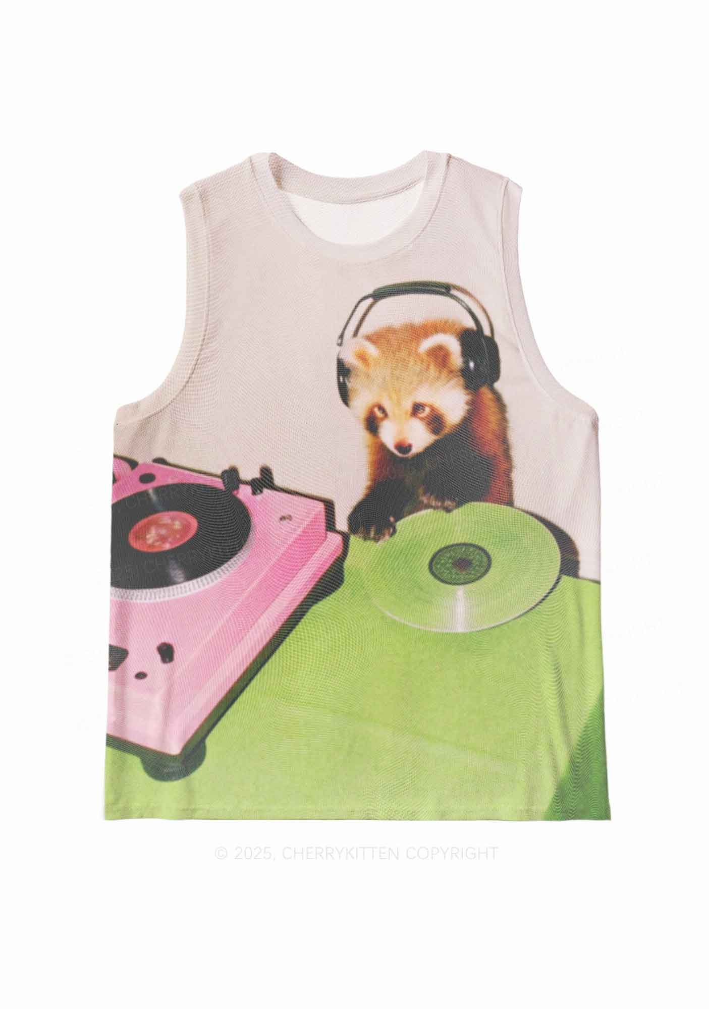 Red Panda DJ Y2K Mesh Muscle Tank Cherrykitten
