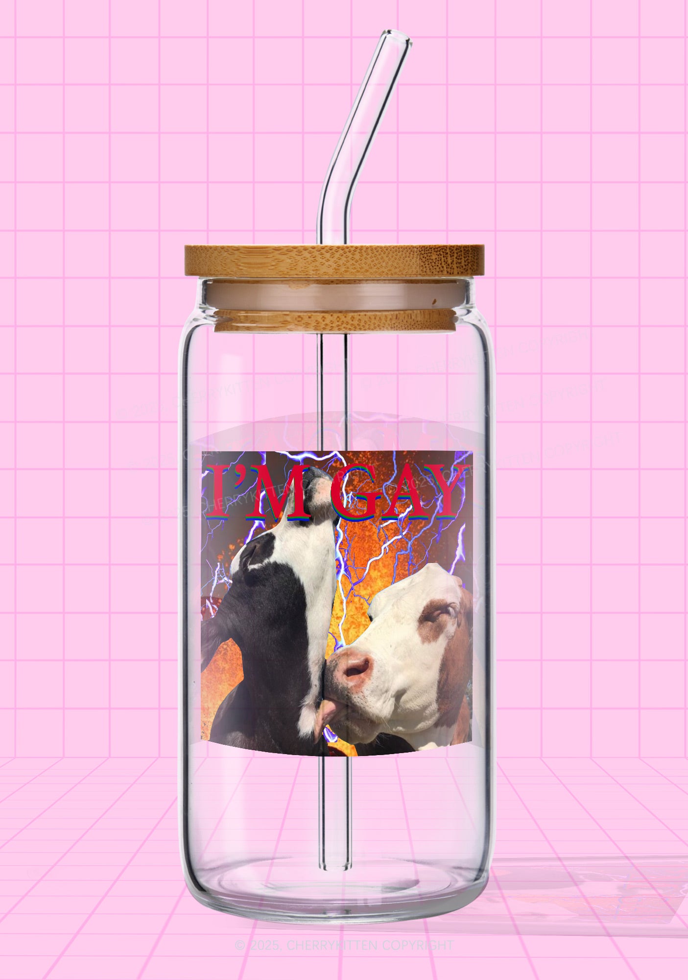 I‘m Gay Pride Y2K Printed Glass Cup Cherrykitten