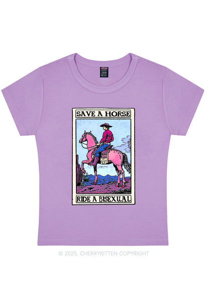 Save Horse Ride Bisexual Pride Y2K Baby Tee Cherrykitten
