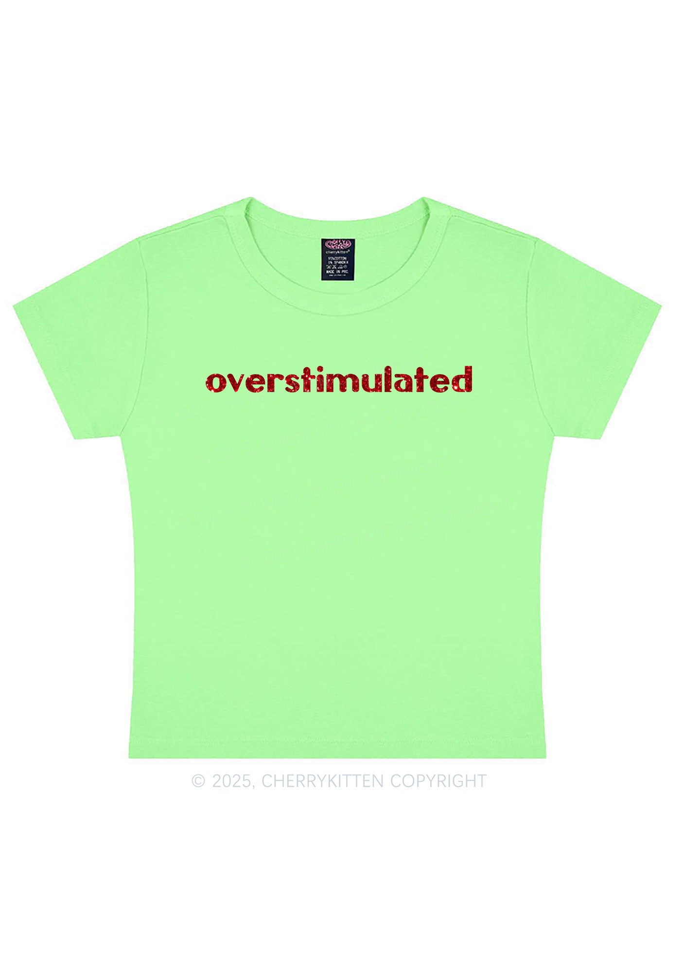 Glitter Overstimulated Y2K Baby Tee Cherrykitten
