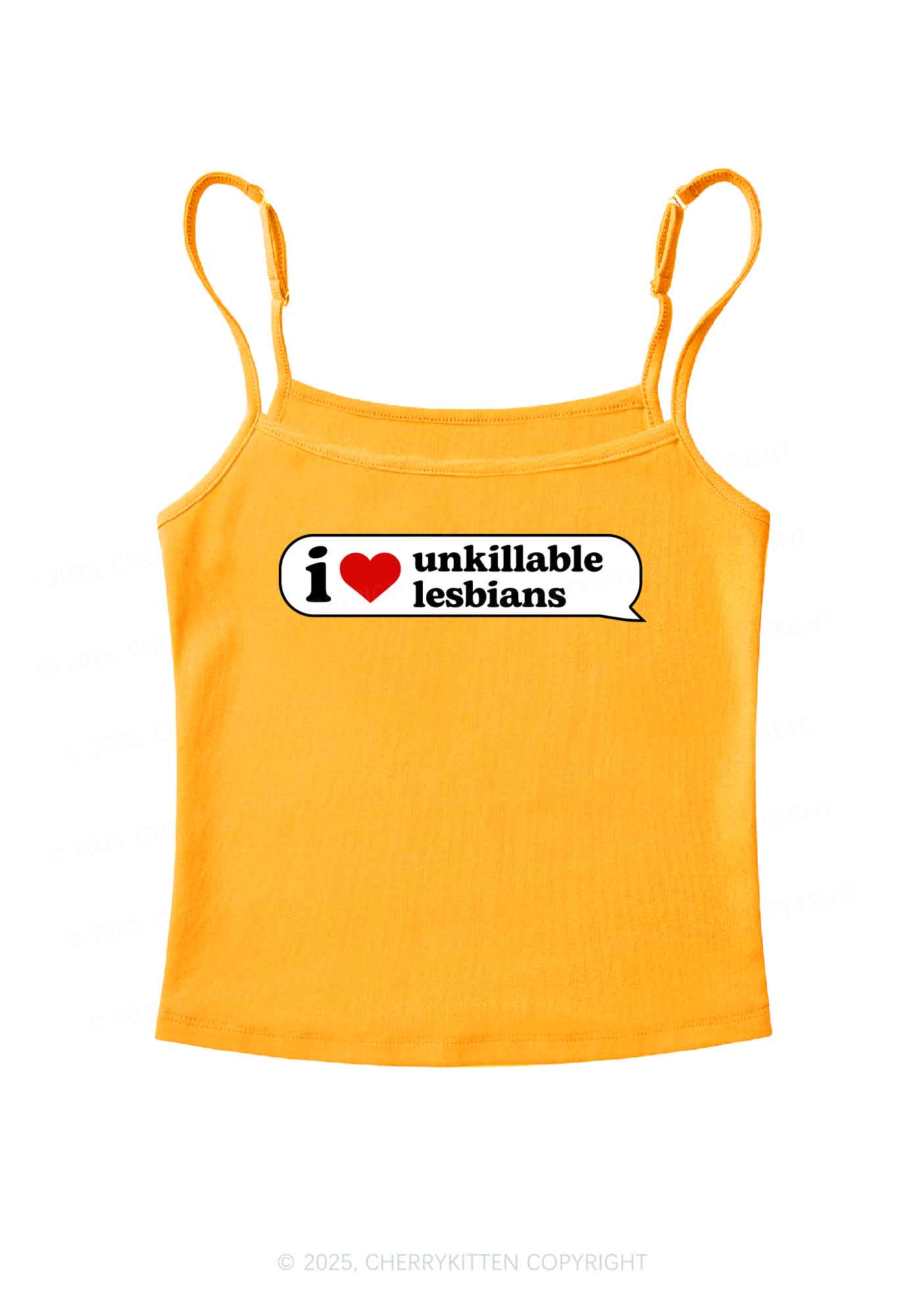 I Love Unkillable Lesbians Pride Y2K Spaghetti Strap Cami Cherrykitten
