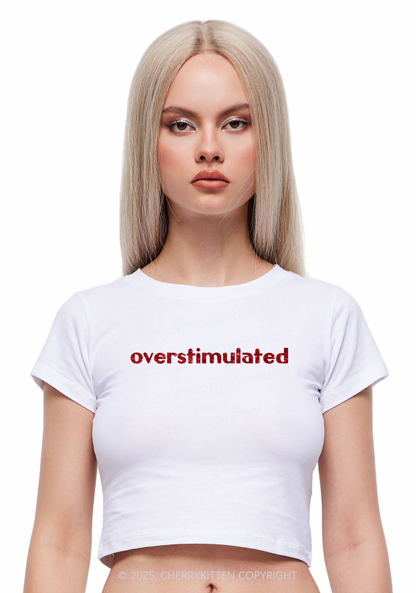 Glitter Overstimulated Y2K Baby Tee Cherrykitten