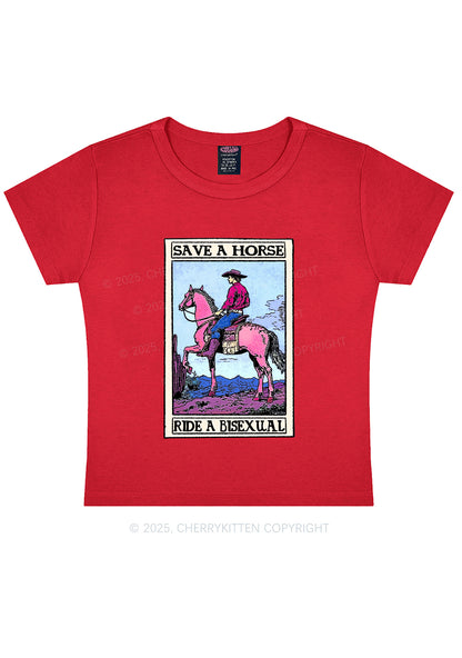 Save Horse Ride Bisexual Pride Y2K Baby Tee Cherrykitten