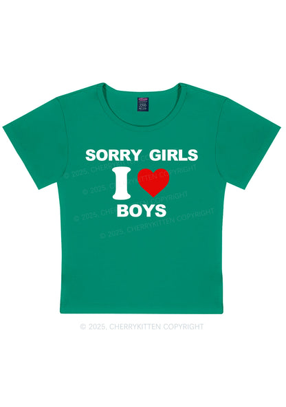 Sorry Girls I Love Boys Pride Y2K Baby Tee Cherrykitten