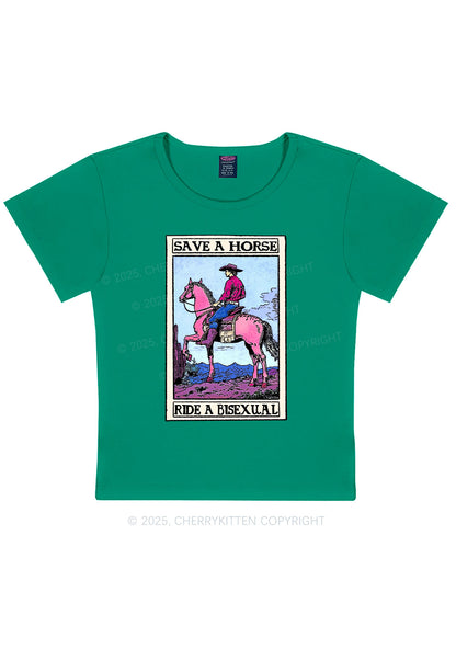 Save Horse Ride Bisexual Pride Y2K Baby Tee Cherrykitten
