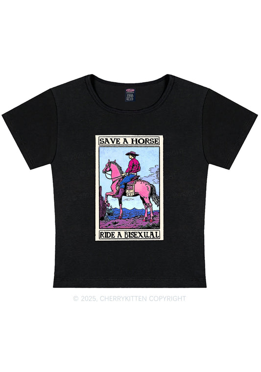 Save Horse Ride Bisexual Pride Y2K Baby Tee Cherrykitten