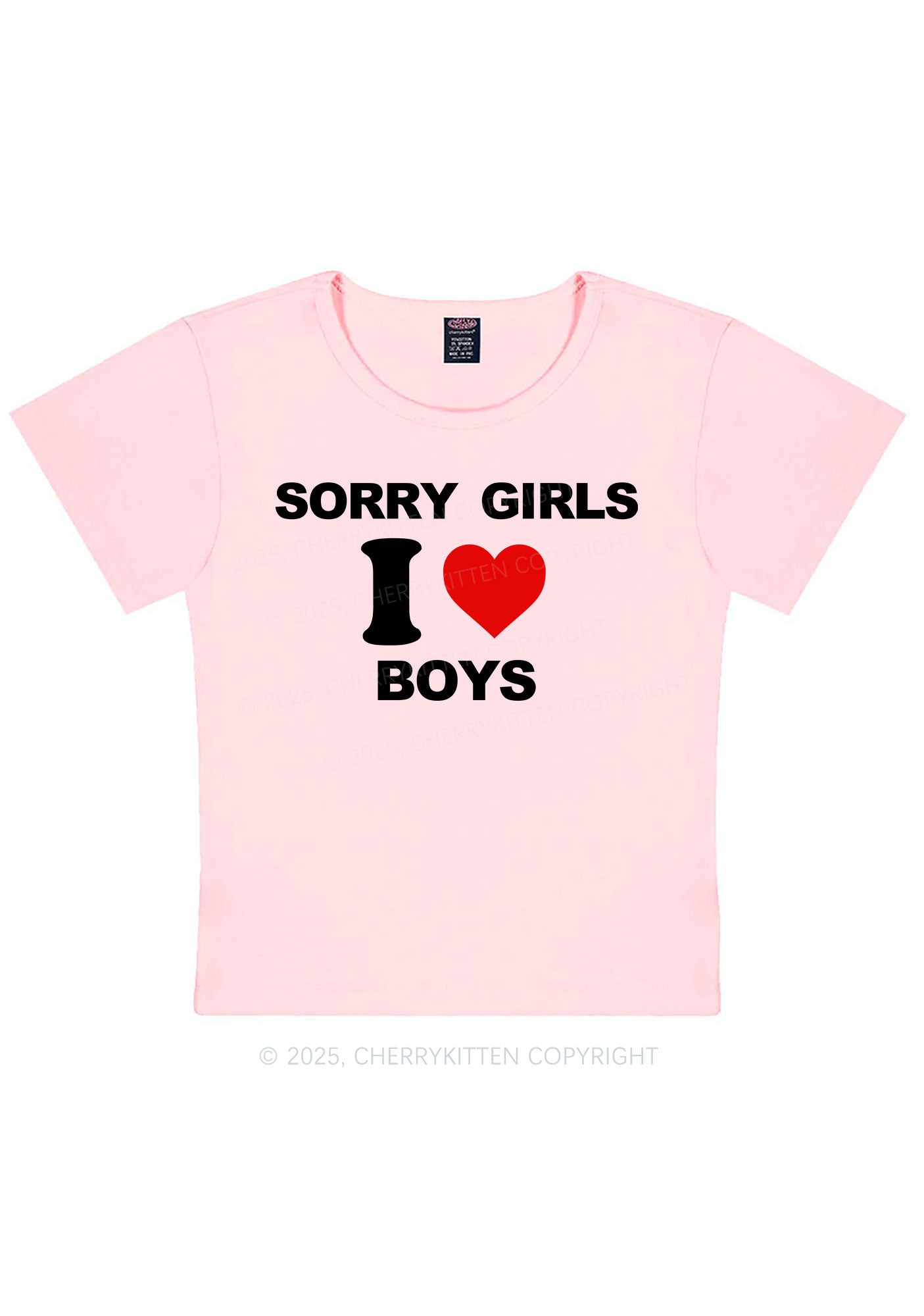 Sorry Girls I Love Boys Pride Y2K Baby Tee Cherrykitten