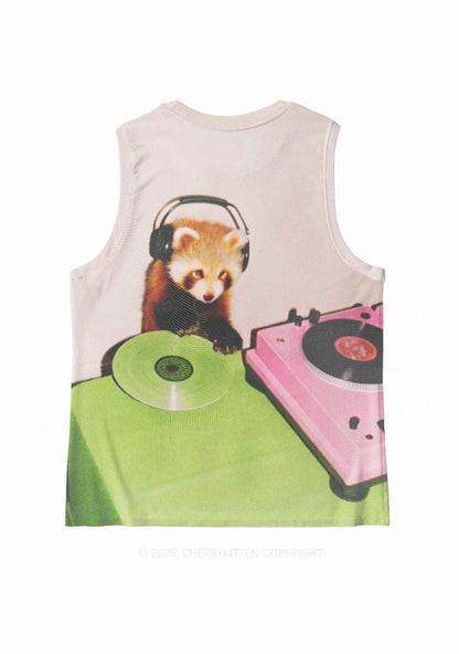 Red Panda DJ Y2K Mesh Muscle Tank Cherrykitten