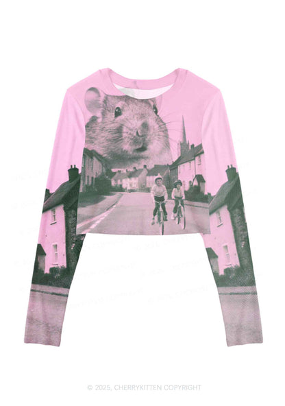 Rat Street Y2K Mesh Long Sleeve Crop Top Cherrykitten