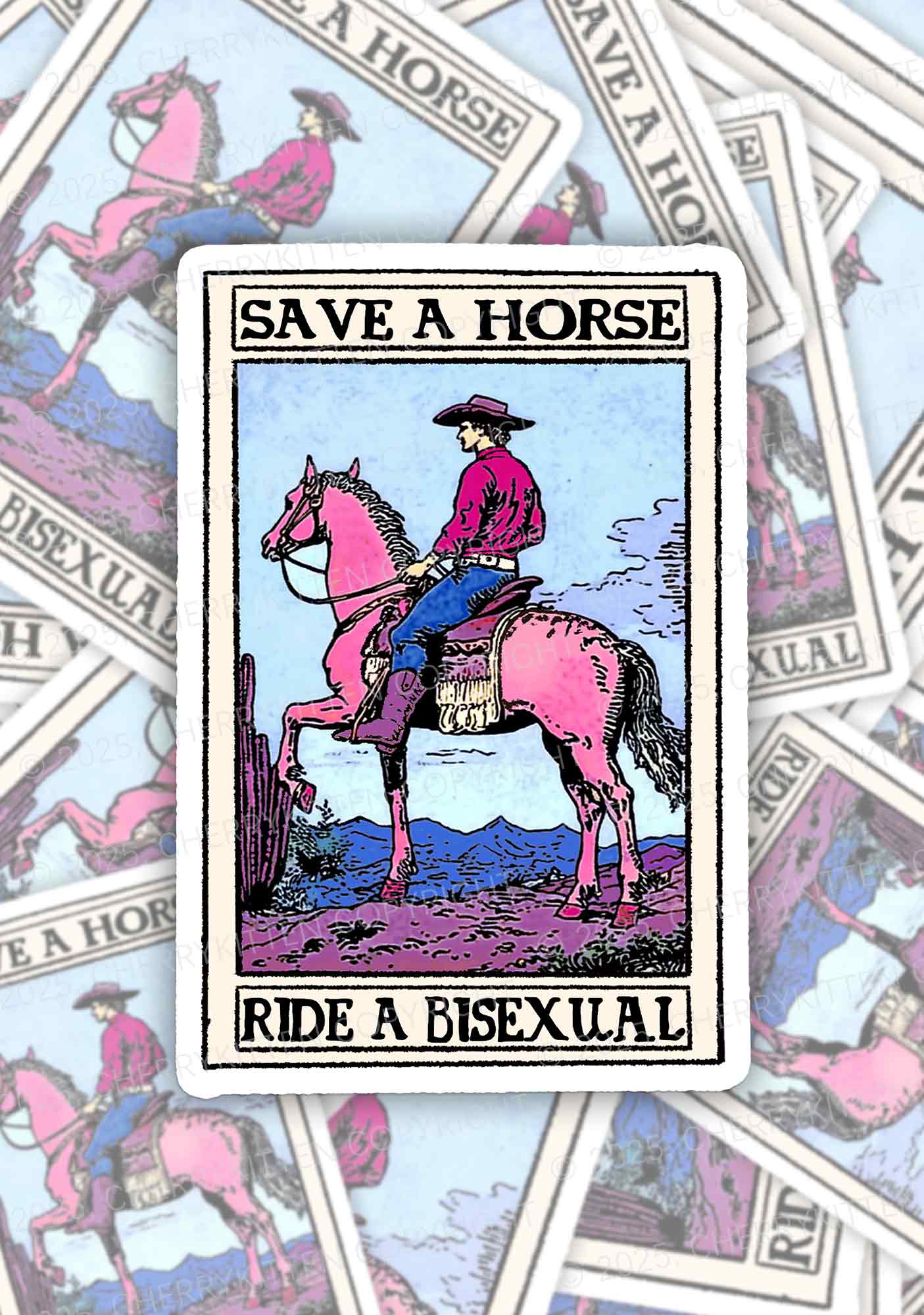 Save Horse Ride Bisexual Pride 1Pc Y2K Sticker Cherrykitten