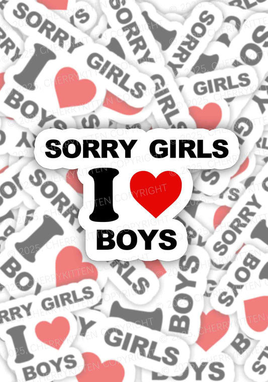 Sorry Girls I Love Boys Pride 1Pc Y2K Sticker Cherrykitten