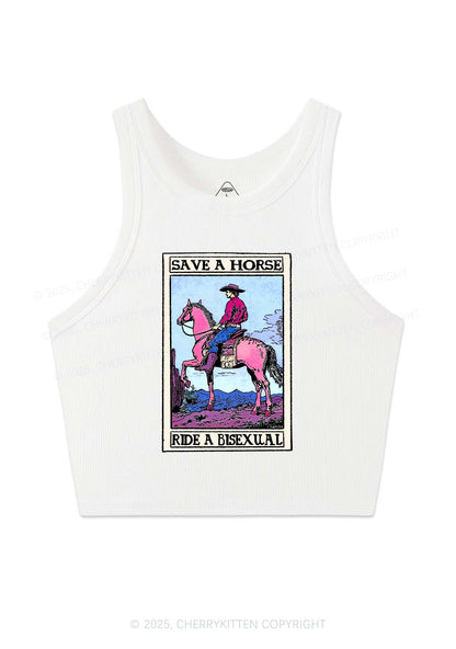 Save Horse Ride Bisexual Pride Y2K Crop Tank Top Cherrykitten