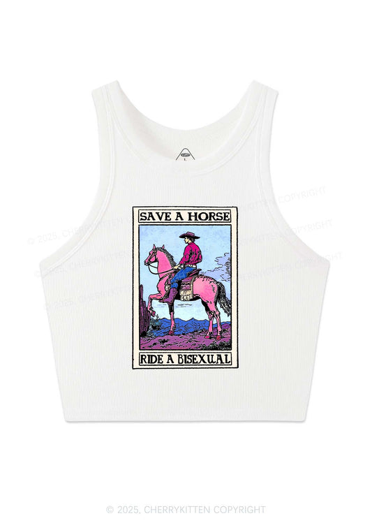 Save Horse Ride Bisexual Pride Y2K Crop Tank Top Cherrykitten