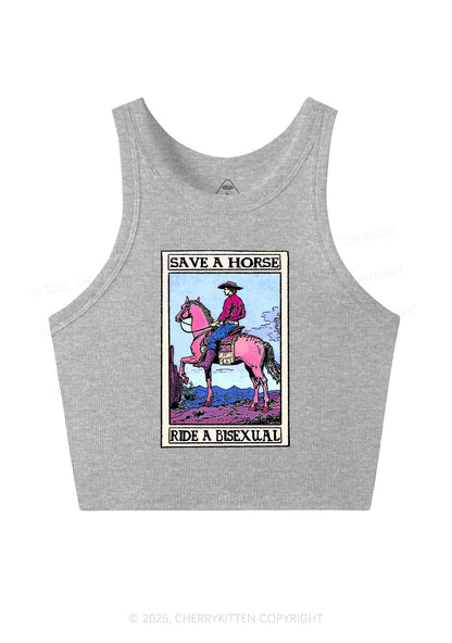 Save Horse Ride Bisexual Pride Y2K Crop Tank Top Cherrykitten