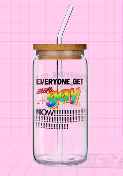 Get More Gay Pride Y2K Printed Glass Cup Cherrykitten