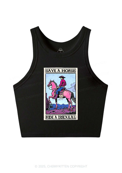 Save Horse Ride Bisexual Pride Y2K Crop Tank Top Cherrykitten