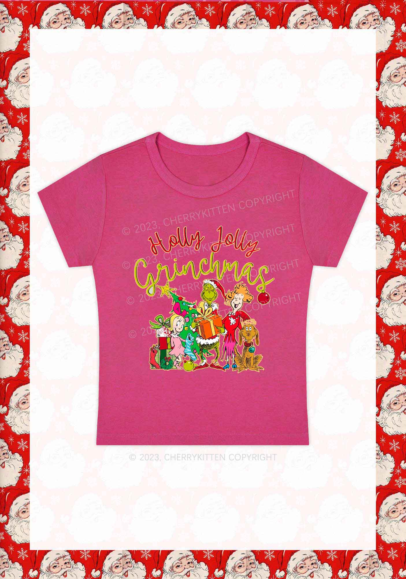Holly Jolly Christmas Y2K Baby Tee Cherrykitten