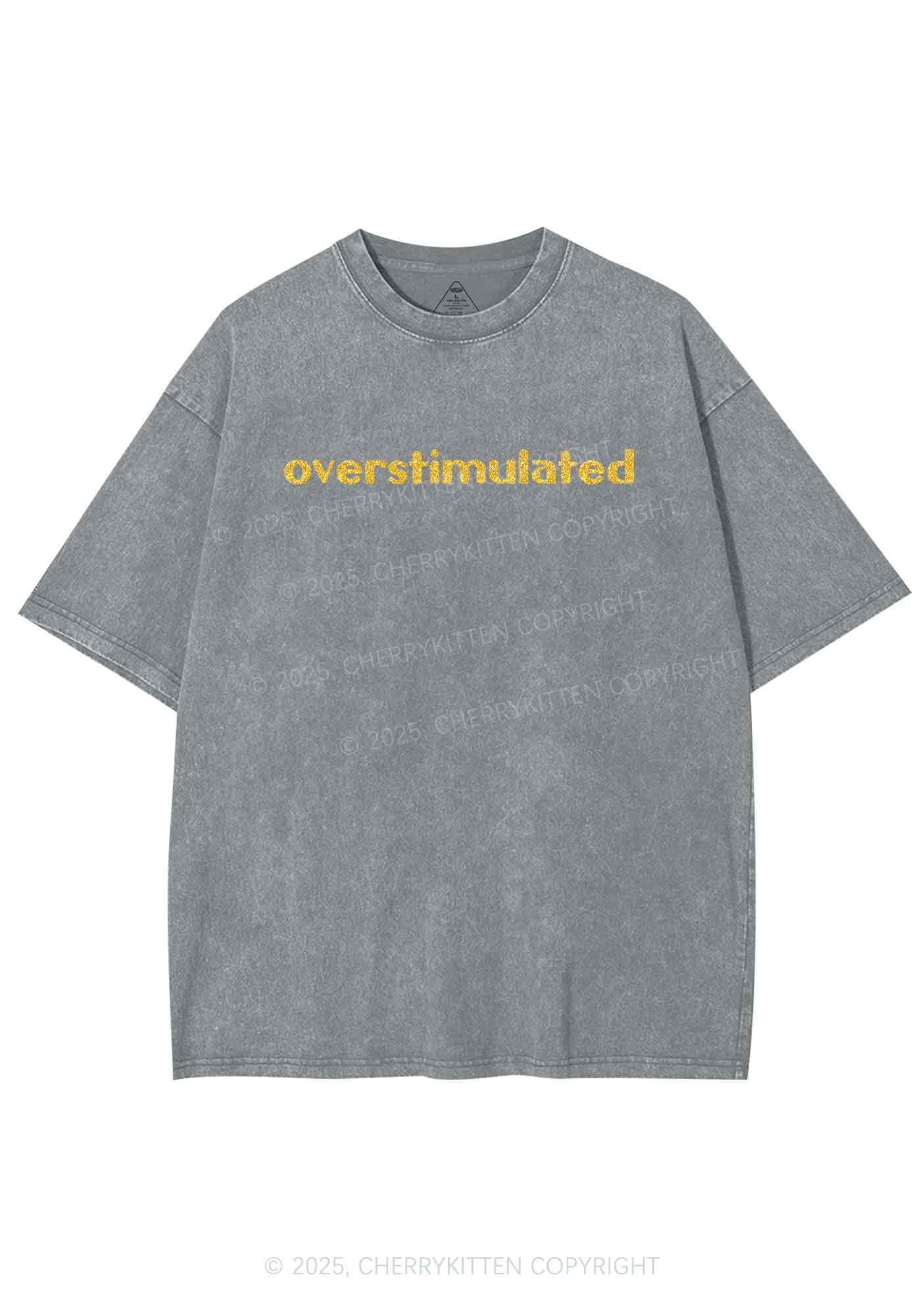 Glitter Overstimulated Y2K Shirts Washed Tee Cherrykitten