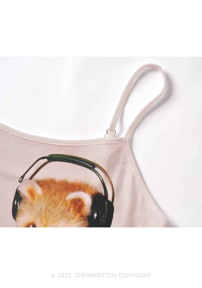 Red Panda DJ Y2K Mesh Cami Tank Cherrykitten