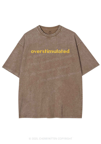 Glitter Overstimulated Y2K Shirts Washed Tee Cherrykitten