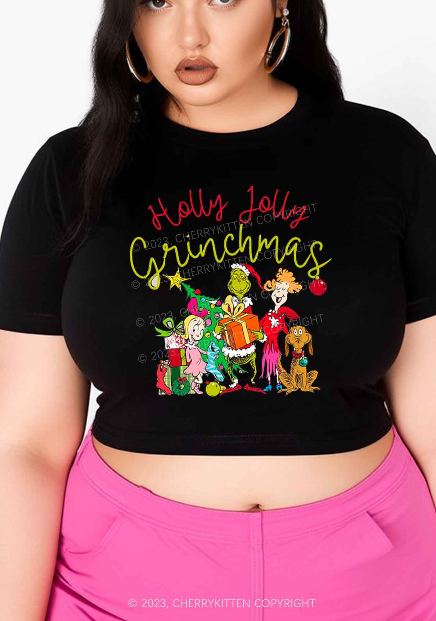 Holly Jolly Christmas Y2K Baby Tee Cherrykitten