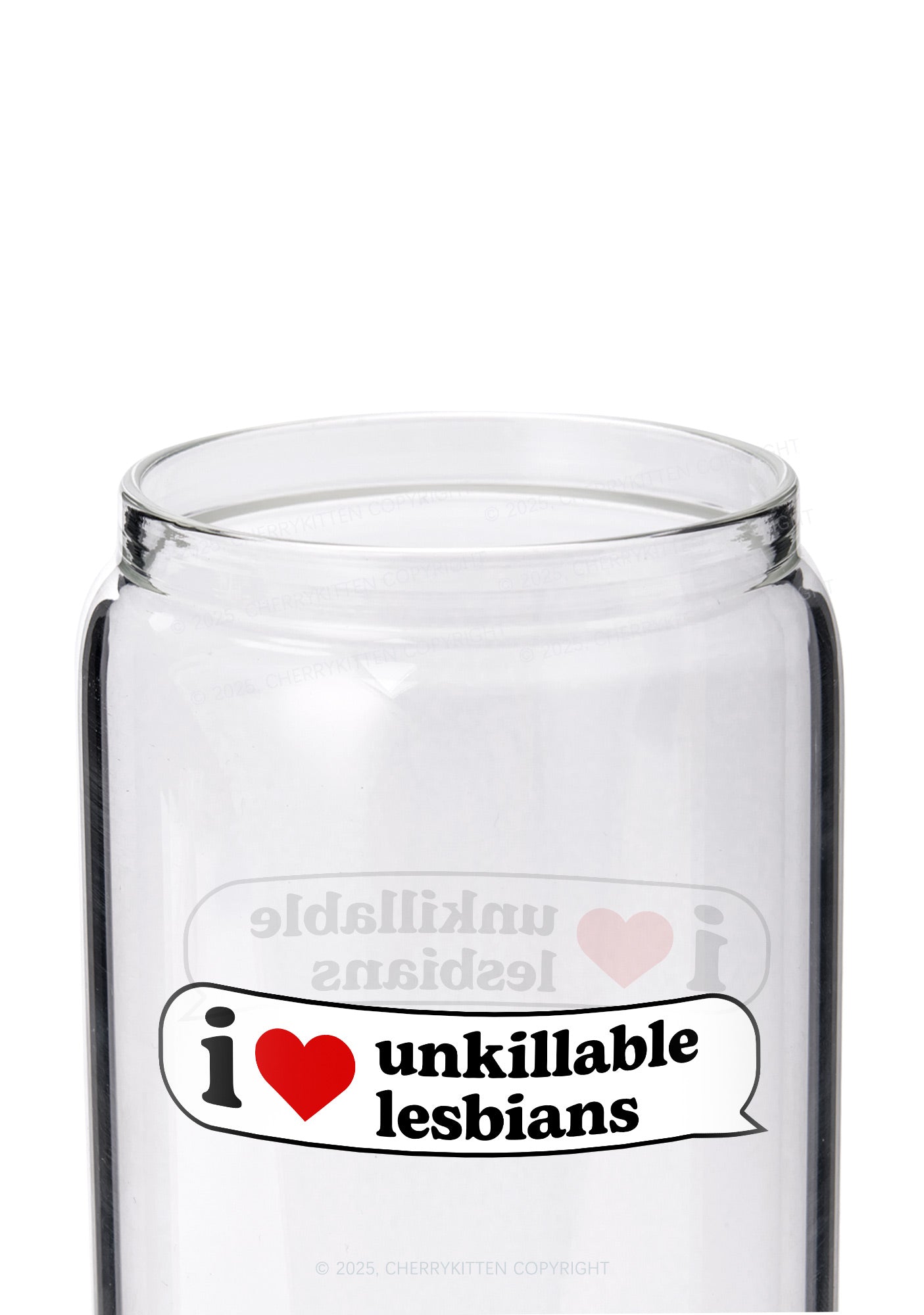 I Love Unkillable Lesbians Pride Y2K Printed Glass Cup Cherrykitten