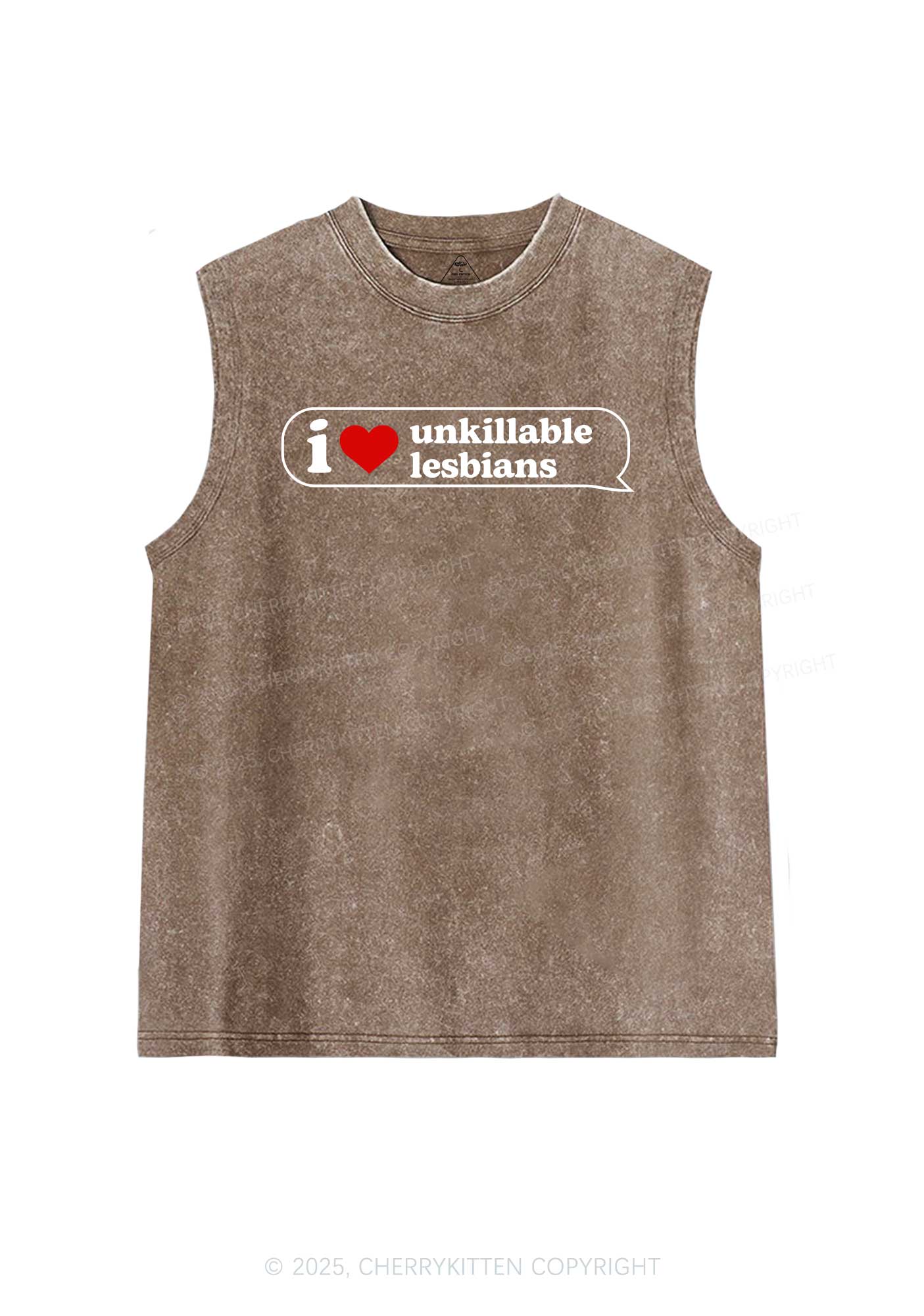I Love Unkillable Lesbians Pride Y2K Washed Muscle Tank Cherrykitten