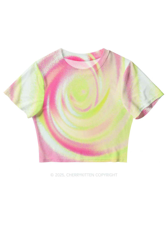 Pink Swirl Y2K Mesh Crop Top Cherrykitten